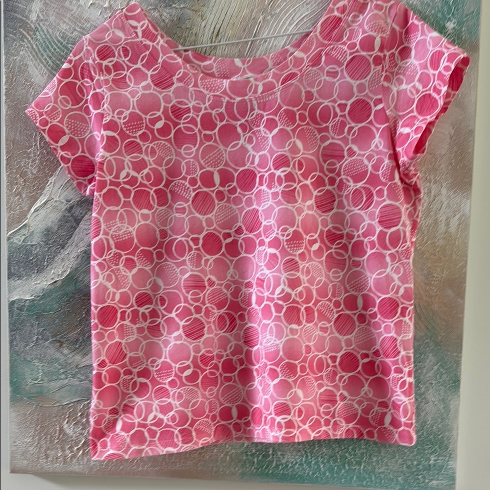 Talbots Pink Circle Design Top